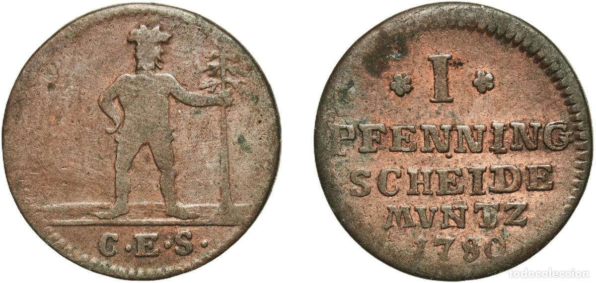 Monedas antiguas de Europa: Germany Principality of Brunswick-Wolfenb&uuml;ttel German states 1780 CES 1 Pfenning - Charles William