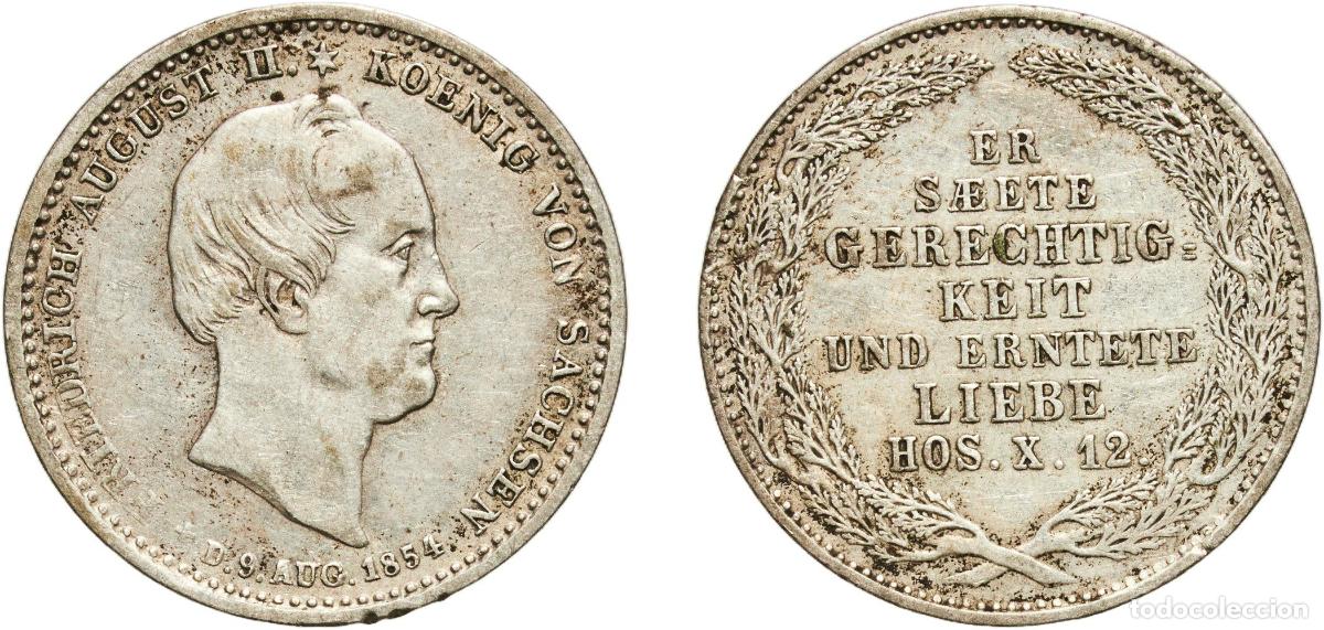 Monedas antiguas de Europa: Germany Kingdom of Saxony Kingdom of Saxony Second Empire 1854 ⅓ Thaler - Frederick August II (King