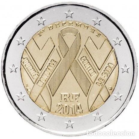 Monedas antiguas de Europa: Francia 2014 - Moneda conmemorativa 2 euros : D&iacute;a Mundial contra el SIDA