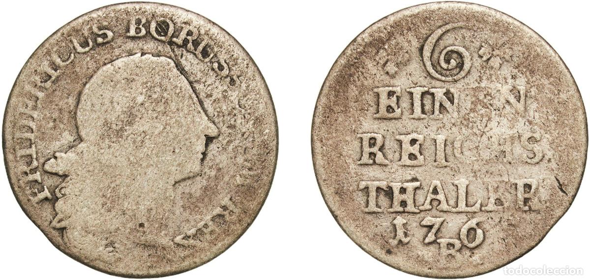 Monedas antiguas de Europa: Germany Kingdom of Prussia Kingdom of Prussia Second Empire 1765 B ⅙ Reichsthaler - Frederick II Si