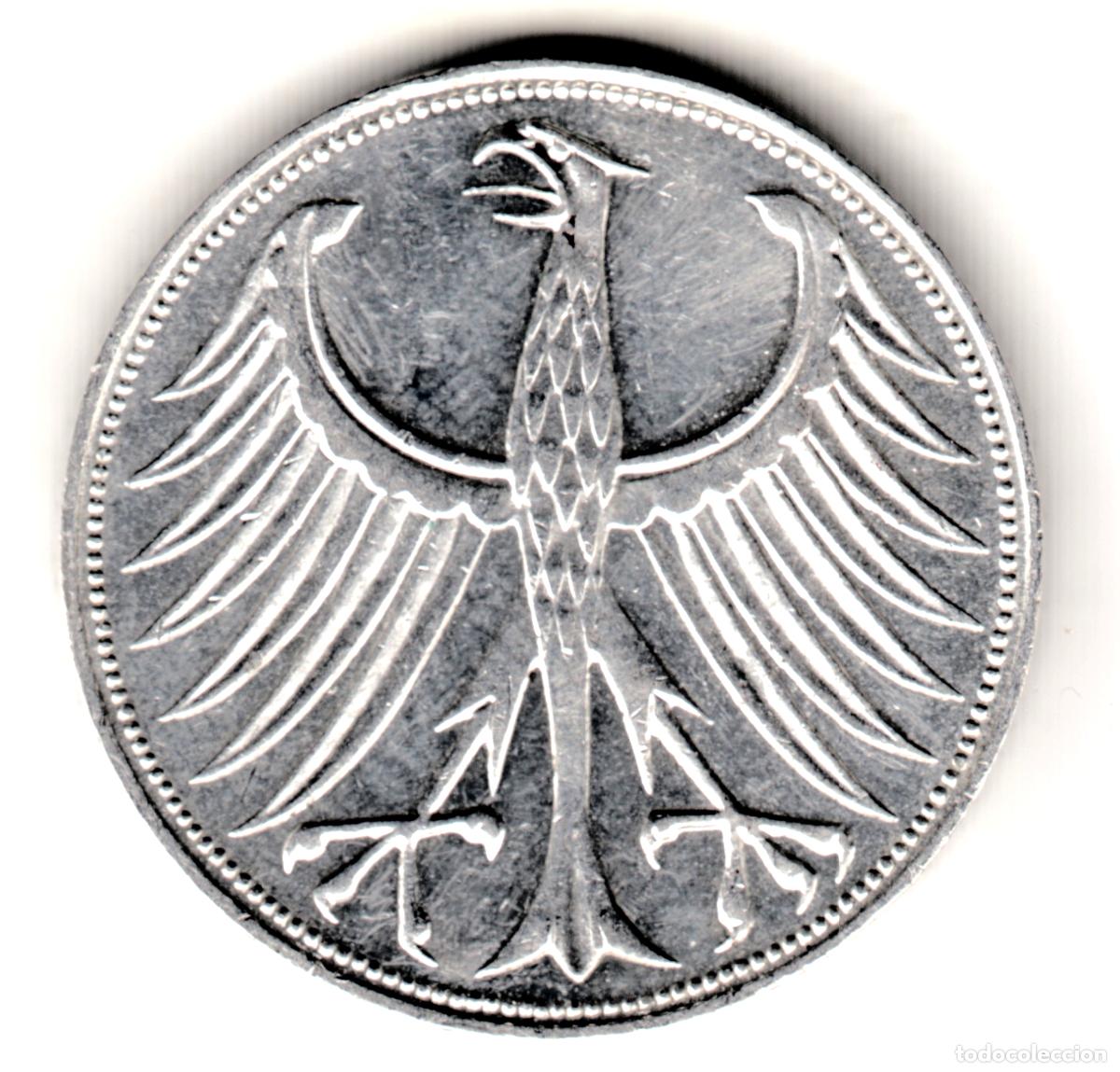Monedas antiguas de Europa: ALEMANIA 5 marcos plata 1970 D - 5 mark silver