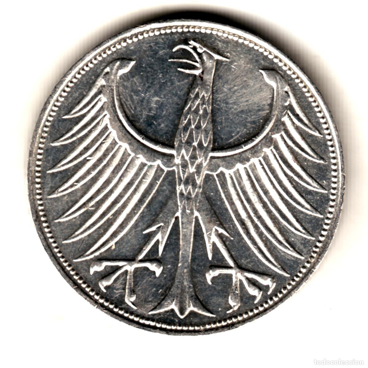 Monedas antiguas de Europa: ALEMANIA 5 marcos plata 1970 D - 5 mark silver
