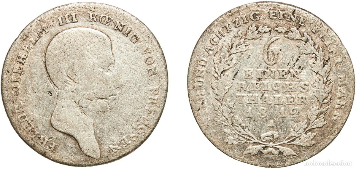 Monedas antiguas de Europa: Germany Kingdom of Prussia German states 1812 A ⅙ Reichsthaler - Friedrich Wilhelm III Silver (.520