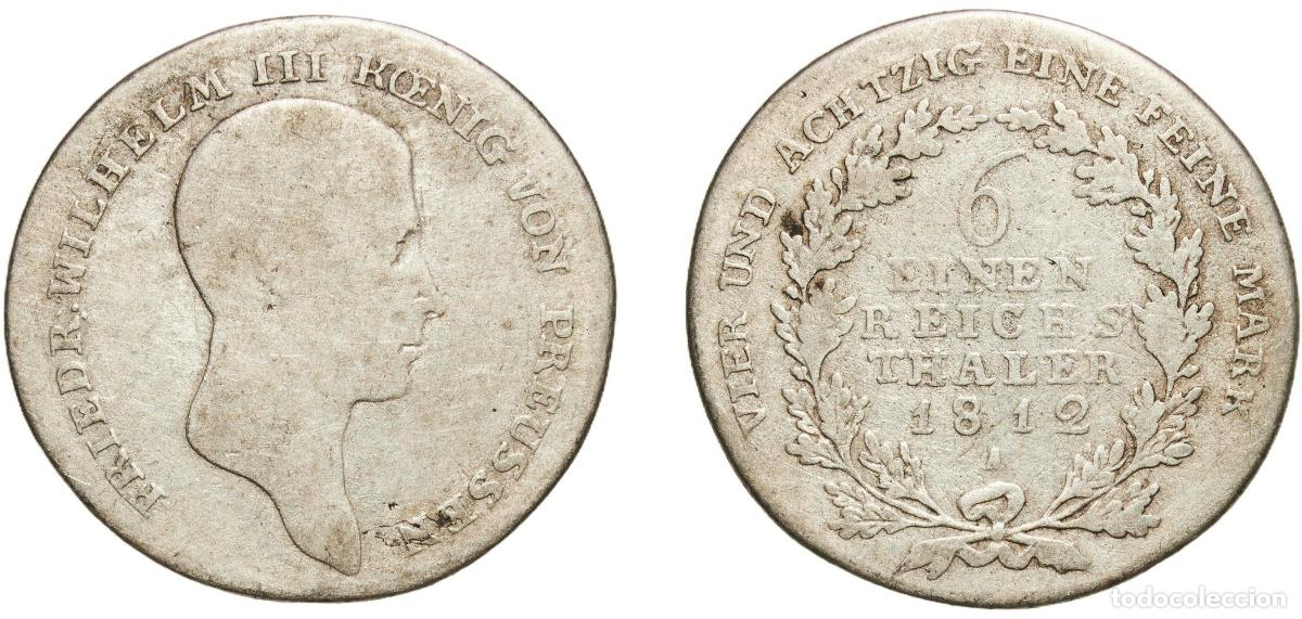 Monedas antiguas de Europa: Germany Kingdom of Prussia German states 1812 A ⅙ Reichsthaler - Friedrich Wilhelm III Silver (.520