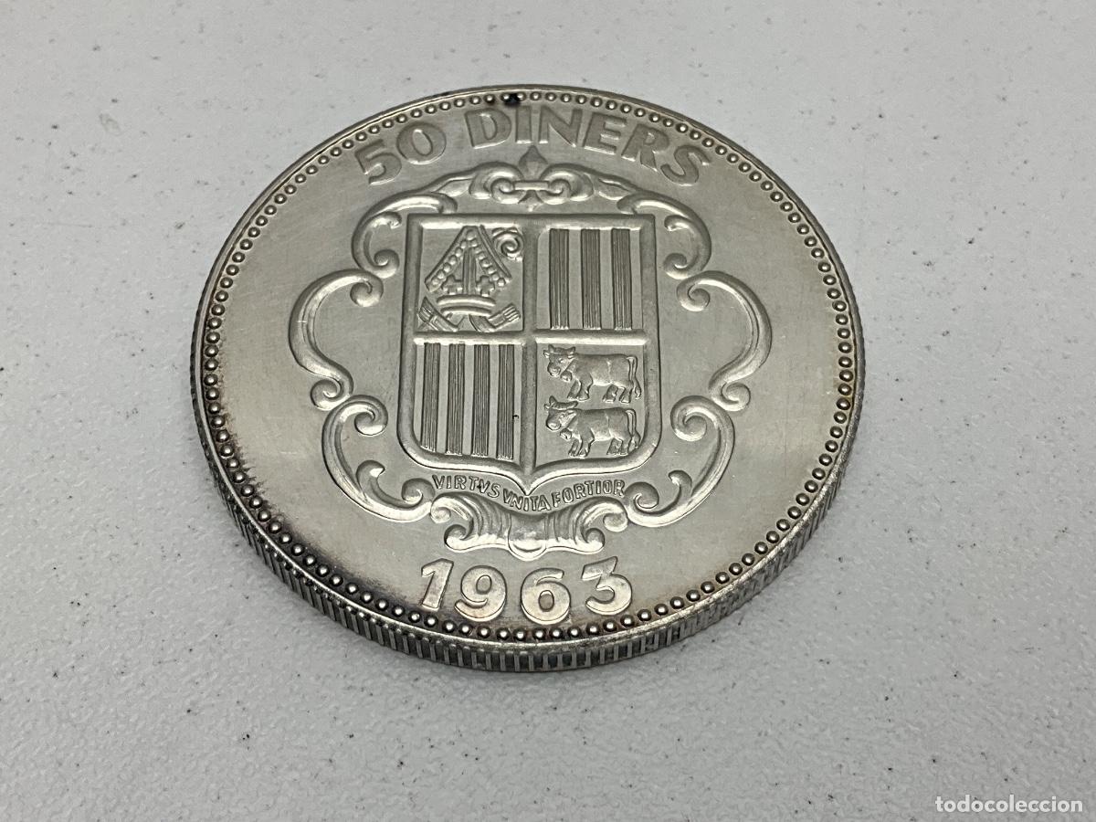 Monedas antiguas de Europa: MONEDA DE PLATA DE ANDORRA -50 DINERS DE PLATA A&Ntilde;O 1963 - J.BENLLOCH-PRINCEP DE LES VALLS D'ANDORRA