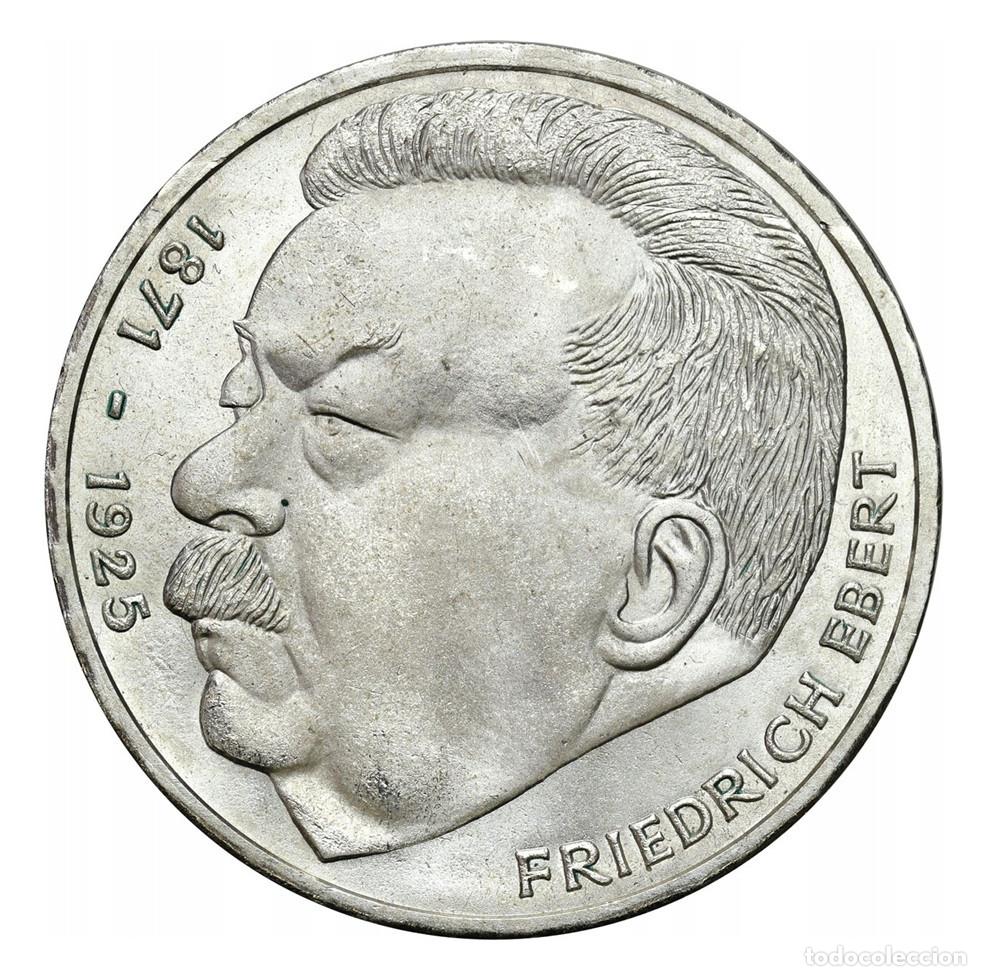 Monedas antiguas de Europa: ALEMANIA 5 marcos plata 1975 J - Friedrich Ebert - 5 mark silver Germany S/C