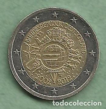 Monedas antiguas de Europa: Alemania 2012 - Moneda conmemorativa 2 euros : 10 a&ntilde;os del Euro
