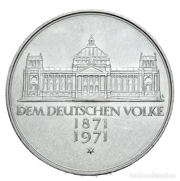 Monedas antiguas de Europa: ALEMANIA 5 marcos plata 1971 G Centenario fundaci&oacute;n de Alemania - 5 mark silver
