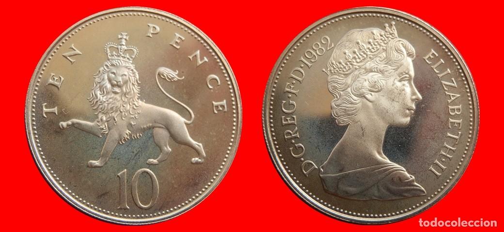 Monedas antiguas de Europa: 10 PENIQUES PENCE 1982 SIN CIRCULAR PROOF PROCEDENTE DE BLISTER INGLATERRA REINO UNIDO-9238SC