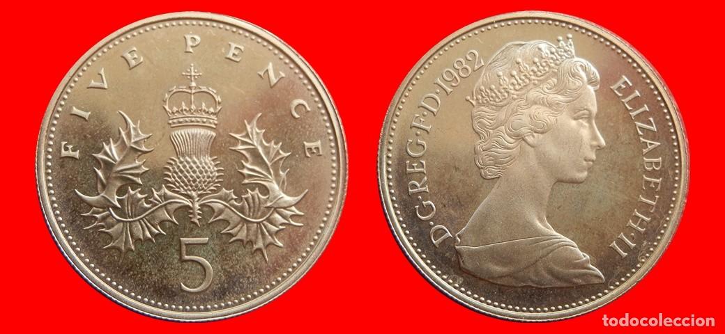 Monedas antiguas de Europa: 5 PENIQUES PENCE 1982 SIN CIRCULAR PROOF PROCEDENTE DE BLISTER INGLATERRA REINO UNIDO-9236SC