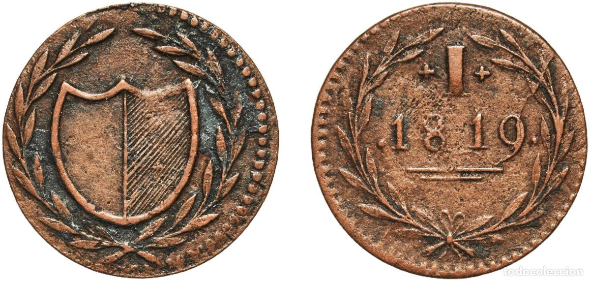 Monedas antiguas de Europa: Germany Free imperial city of Frankfurt German states 1819 1 Pfennig &rdquo;Judenpfennig&rdquo; Copper 1.19g VF