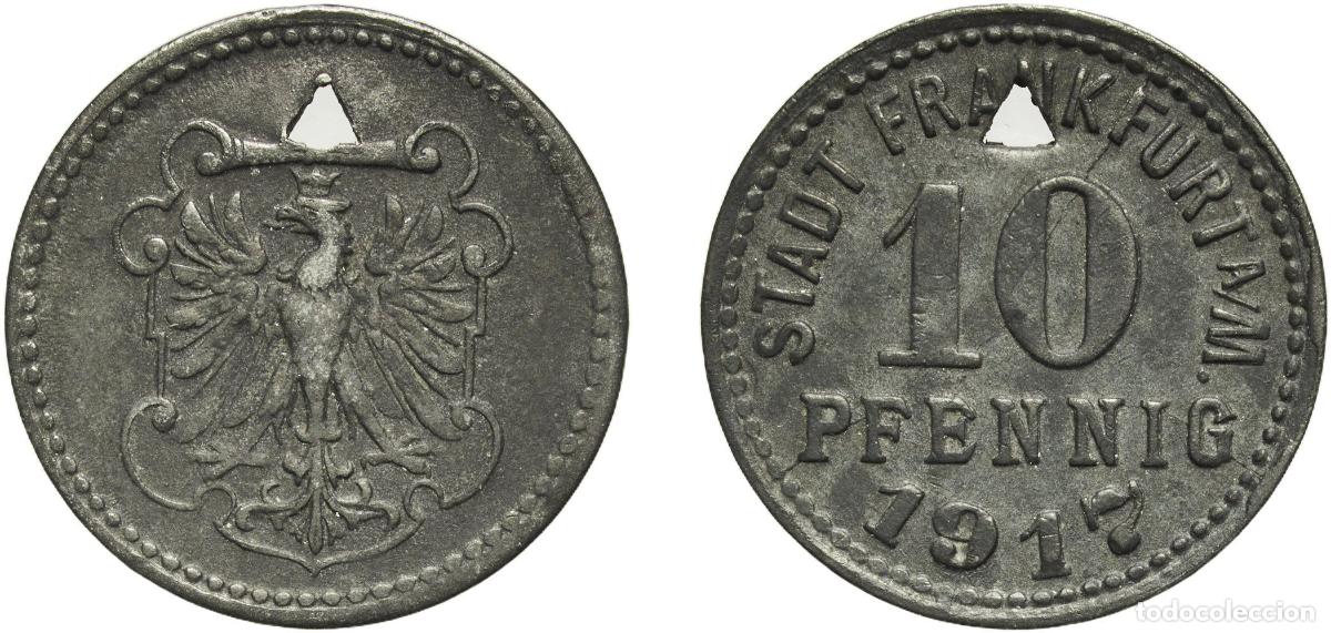 Monedas antiguas de Europa: Germany Frankfurt am Main, City of German states 1917 10 Pfennigs - Frankfurt am Main Zinc J&ouml;rgum &