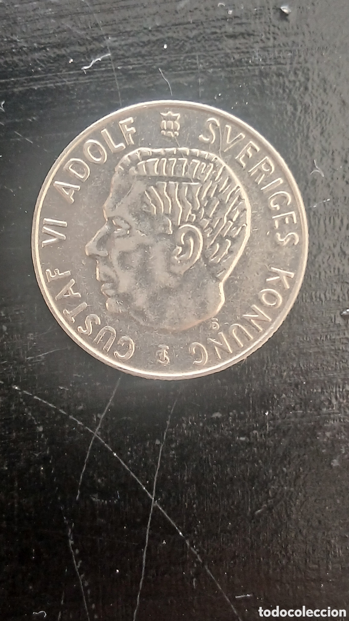 Monedas antiguas de Europa: 1 Corona Suecia 1957 Gustaf VI Adolf plata