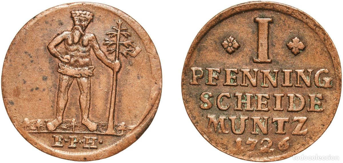 Monedas antiguas de Europa: Germany Principality of Brunswick-Wolfenb&uuml;ttel German states 1726 EPH 1 Pfenning - August William C