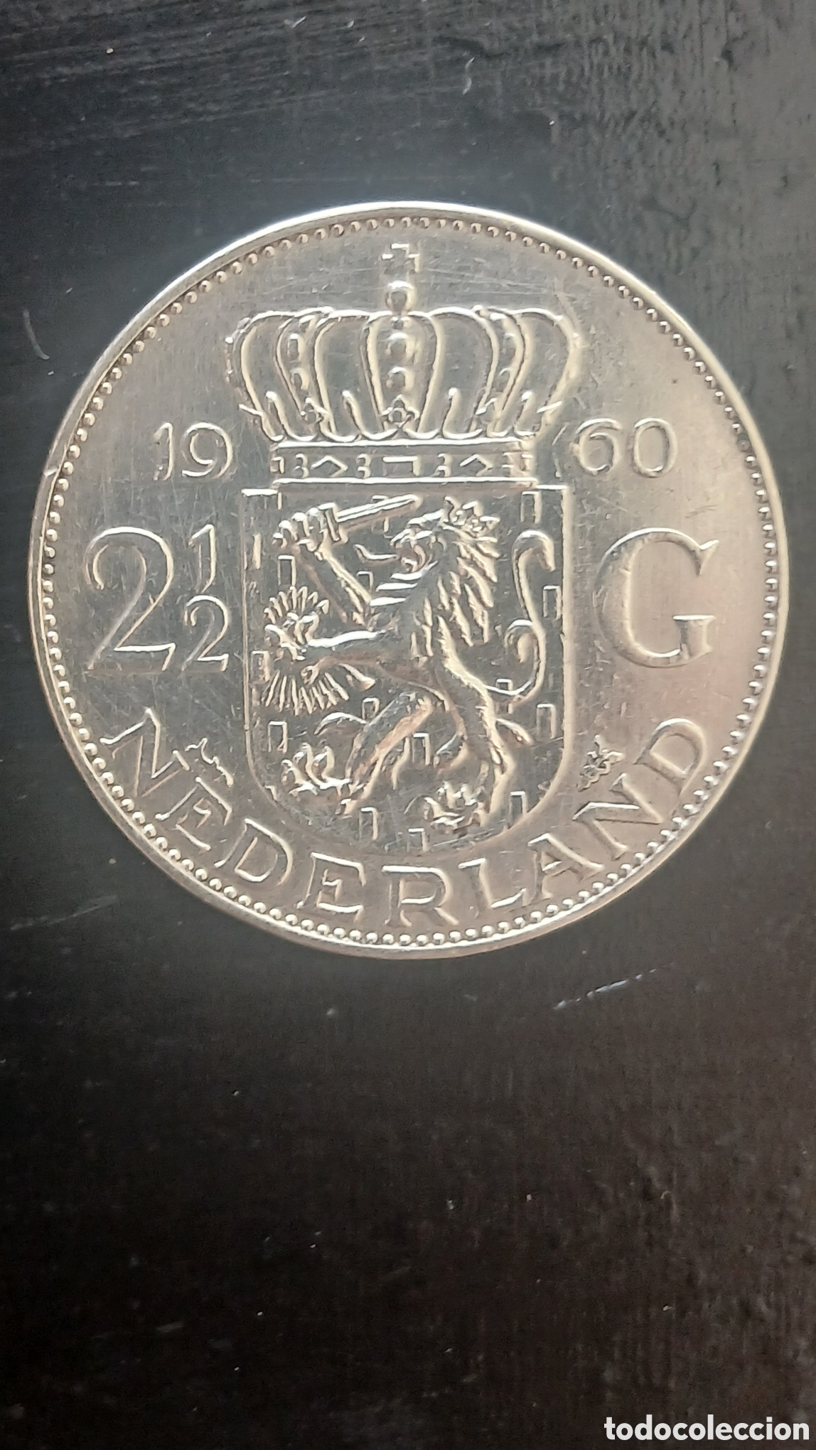 Monedas antiguas de Europa: 2&frac12; Gulden Holanda 1960.Reina Juliana 15 g Pa&iacute;ses Bajos