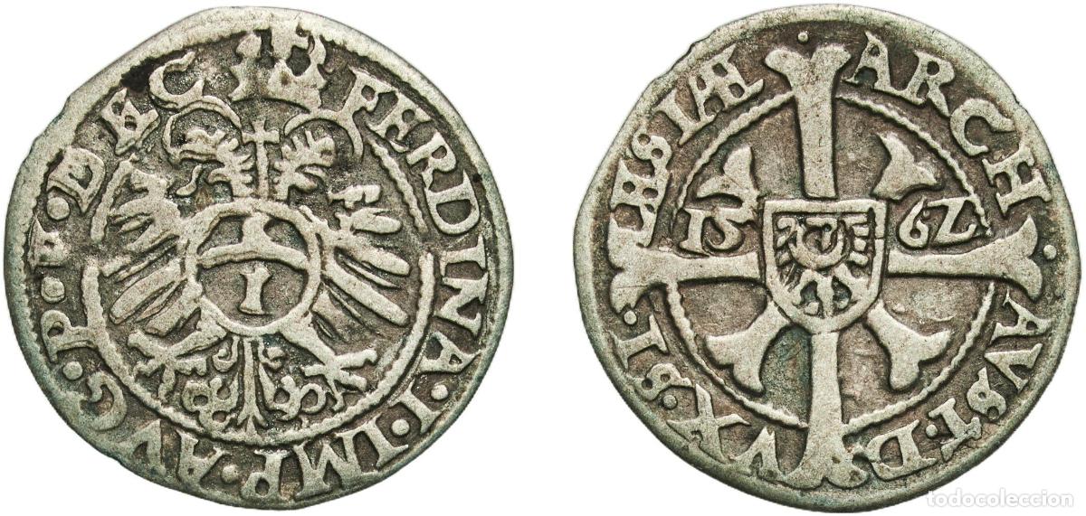 Monedas antiguas de Europa: Bohemia Kingdom J&auml;gerndorf, Duchy of Kingdom 1562 1 Kreuzer - George Frederick I Silver Krnov 0.82g