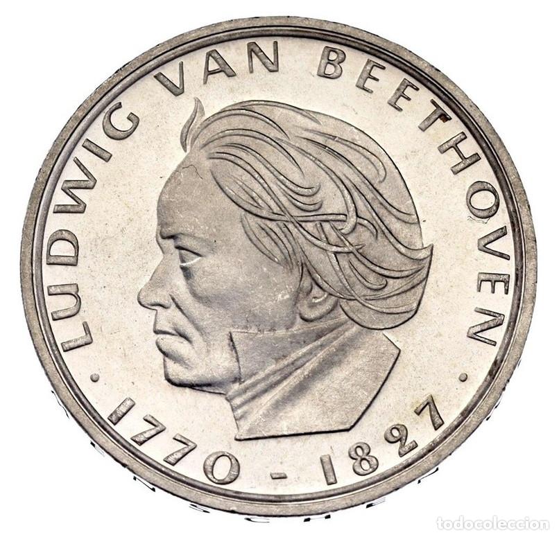Monedas antiguas de Europa: ALEMANIA 5 marcos plata 1970 F - Ludwig van Beethoven - 5 mark silver S/C