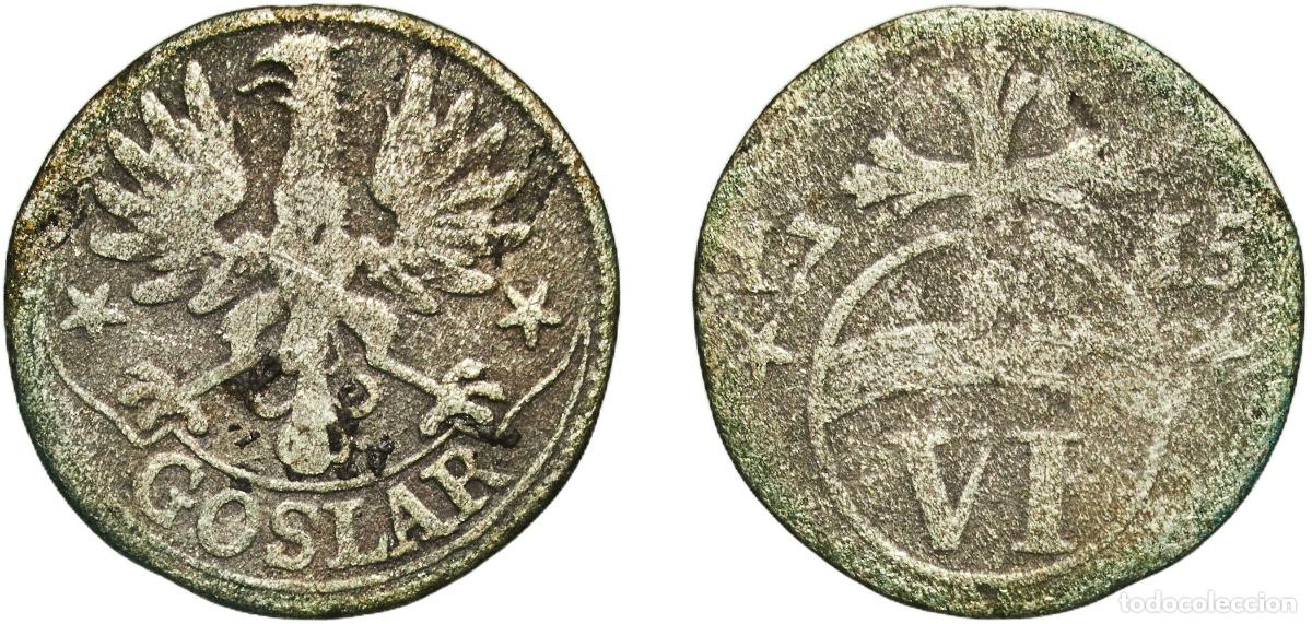 Monedas antiguas de Europa: Germany Goslar, City of German states 1715 6 Pfennigs Silver Goslar Mint 1.05g F BBK 361