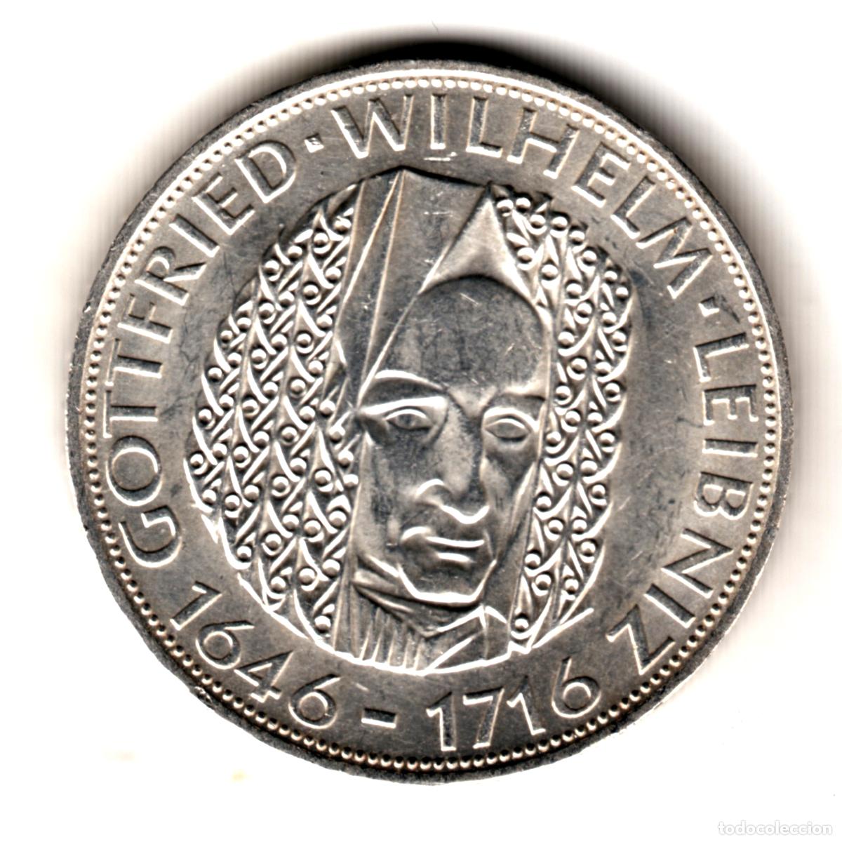 Monedas antiguas de Europa: ALEMANIA 5 marcos plata 1966 D Wilhelm Leibniz - Germany 5 mark silver S/C