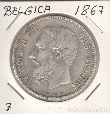 Monedas antiguas de Europa: B&Eacute;LGICA. Moneda de 5 Fr. de Plata de 1867. BC.