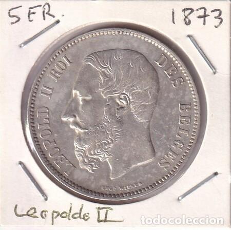Monedas antiguas de Europa: B&Eacute;LGICA. Moneda de 5 Fr. de Plata de 1873. MBC.