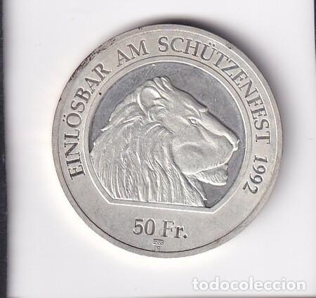 Monedas antiguas de Europa: SUIZA. Medalla de 50 FS. de Plata 'FESTIVAL DE TIRO' de 1992. EBC.