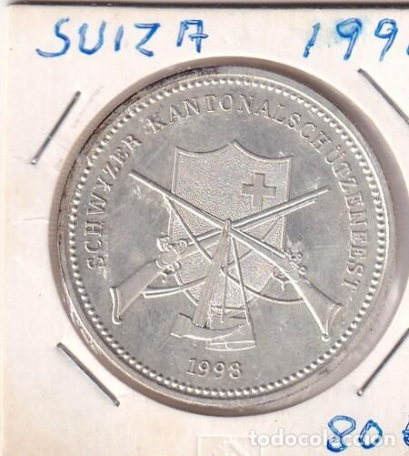 Monedas antiguas de Europa: SUIZA. Medalla de 50 FS. de Plata 'FESTIVAL DE TIRO' de 1998. EBC.
