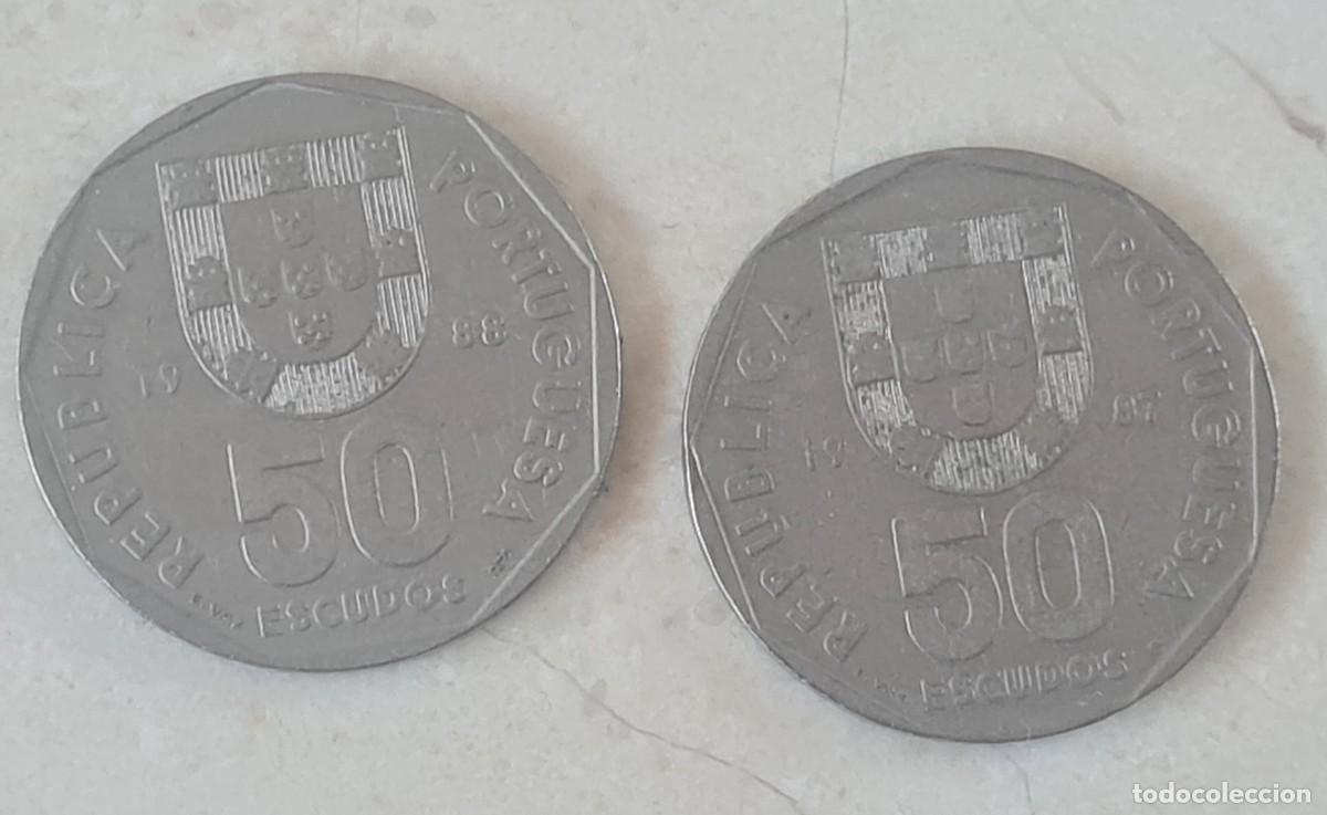 Monedas antiguas de Europa: Dos monedas 50 escudos Portugal