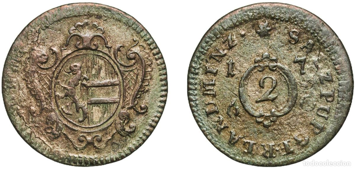 Monedas antiguas de Europa: Austria Bishopric of Salzburg 1760 2 Kreuzer - Sigismund von Schrattenbach Billon Salzburg Mint 1.0