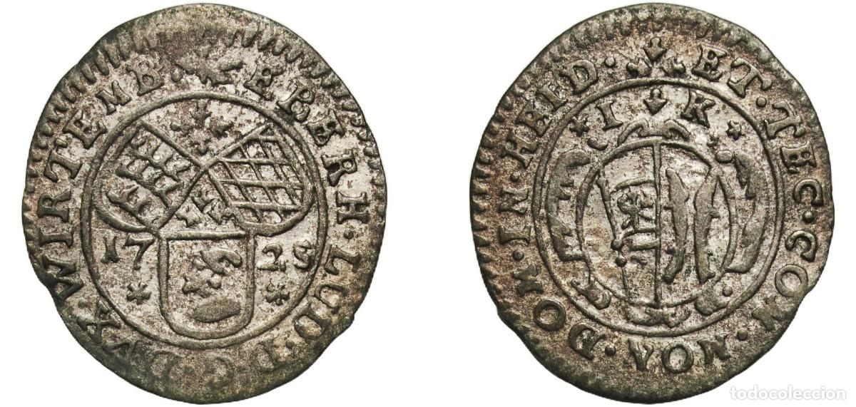 Alte M&uuml;nzen aus Europa: Germany Kingdom of W&uuml;rttemberg Kingdom of W&uuml;rttemberg German States 1725 1 Kreuzer - Eberhard Louis