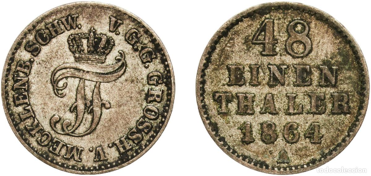 Monedas antiguas de Europa: Germany Grand duchy of Mecklenburg-Schwerin German states 1864 A 1&frasl;48 Thaler - Frederick Francis II