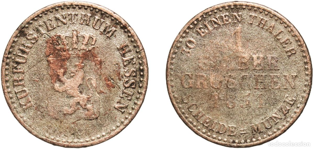 Monedas antiguas de Europa: Germany Electorate of Hesse-Cassel German states 1851 1 Silbergroschen - Frederick William I Billon