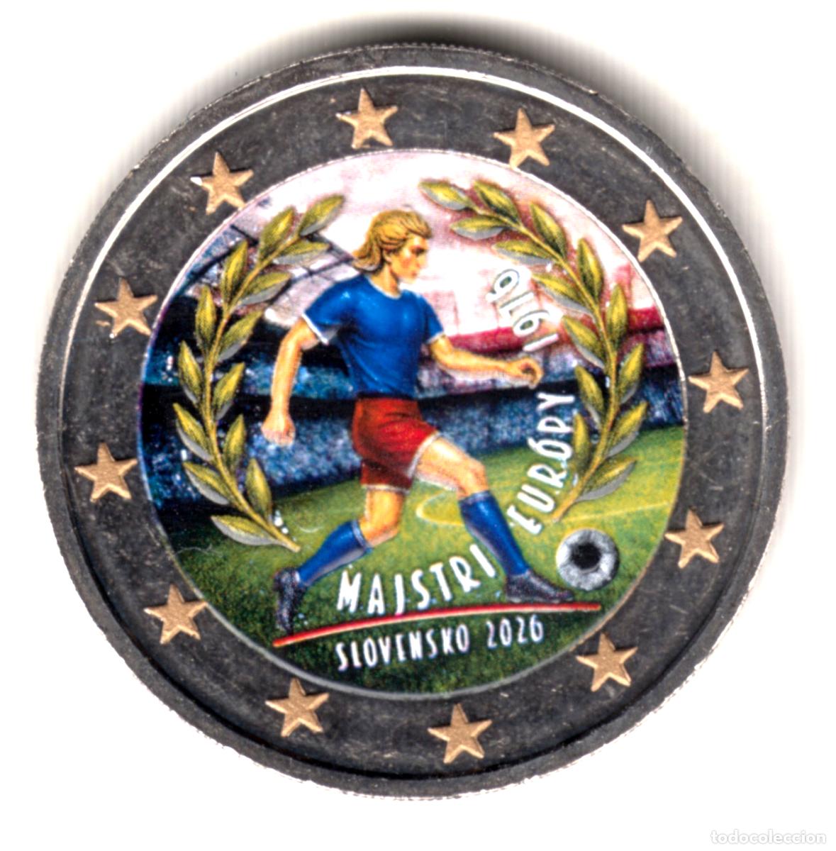 Monedas antiguas de Europa: ESLOVAQUIA 2 euro 2026 multicolor FUTBOL - CAMPEONES EUROPA 1976