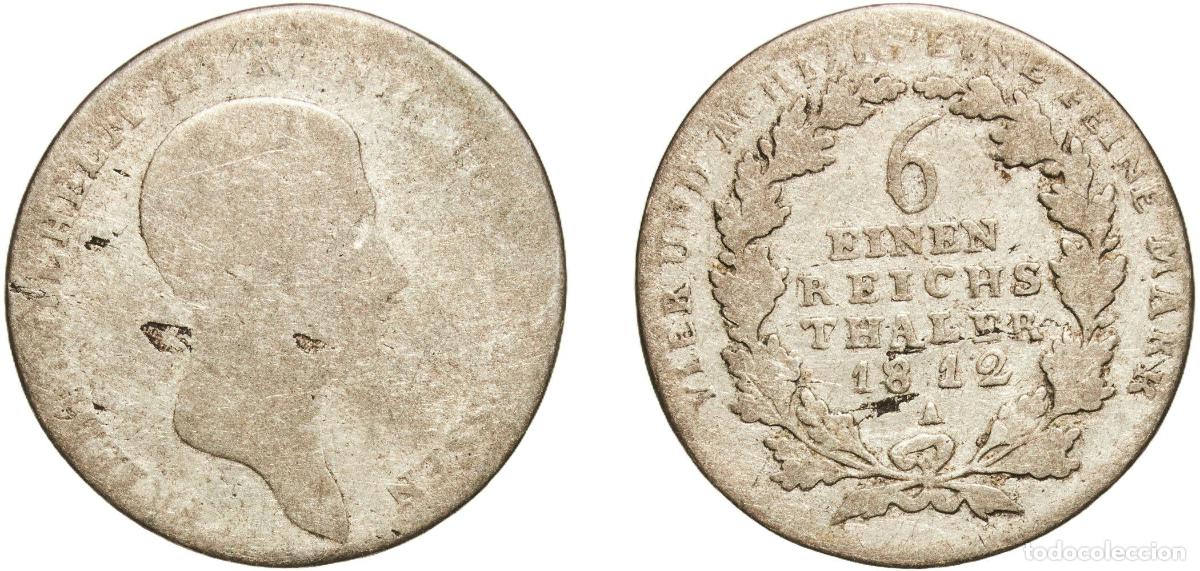 Monedas antiguas de Europa: Germany Kingdom of Prussia German states 1812 A ⅙ Reichsthaler - Friedrich Wilhelm III Silver (.520