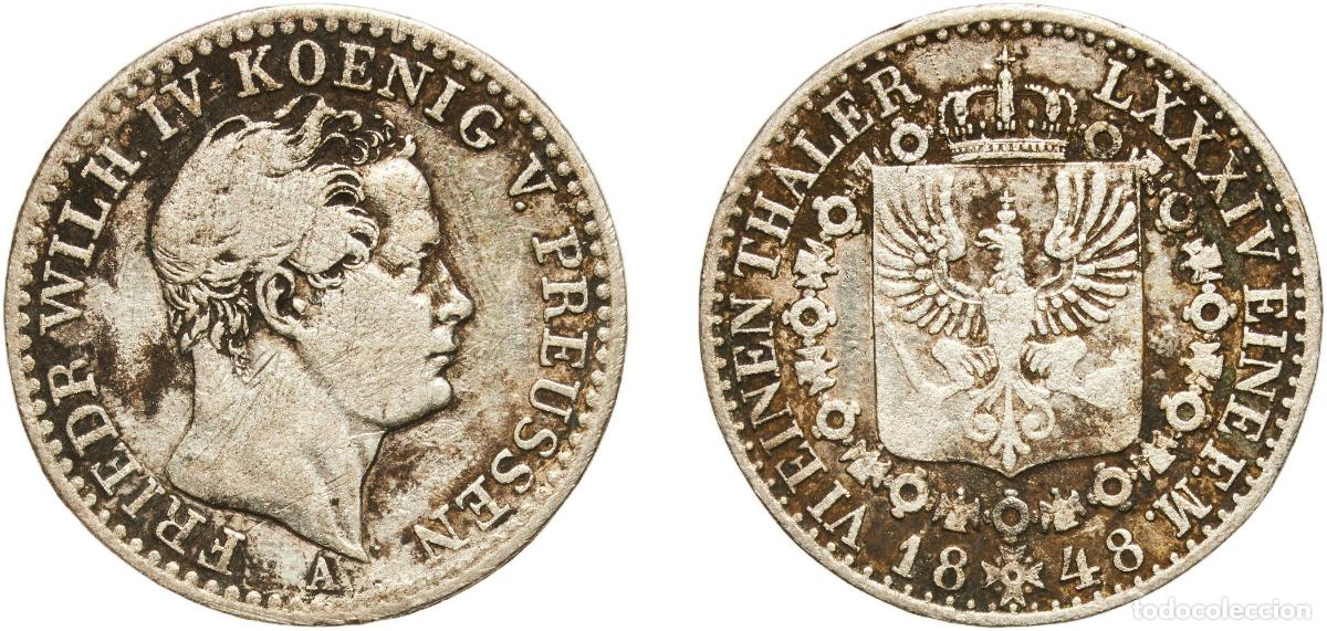 Monedas antiguas de Europa: Germany Kingdom of Prussia Kingdom of Prussia Second Empire 1848 A ⅙ Thaler - Frederick William IV