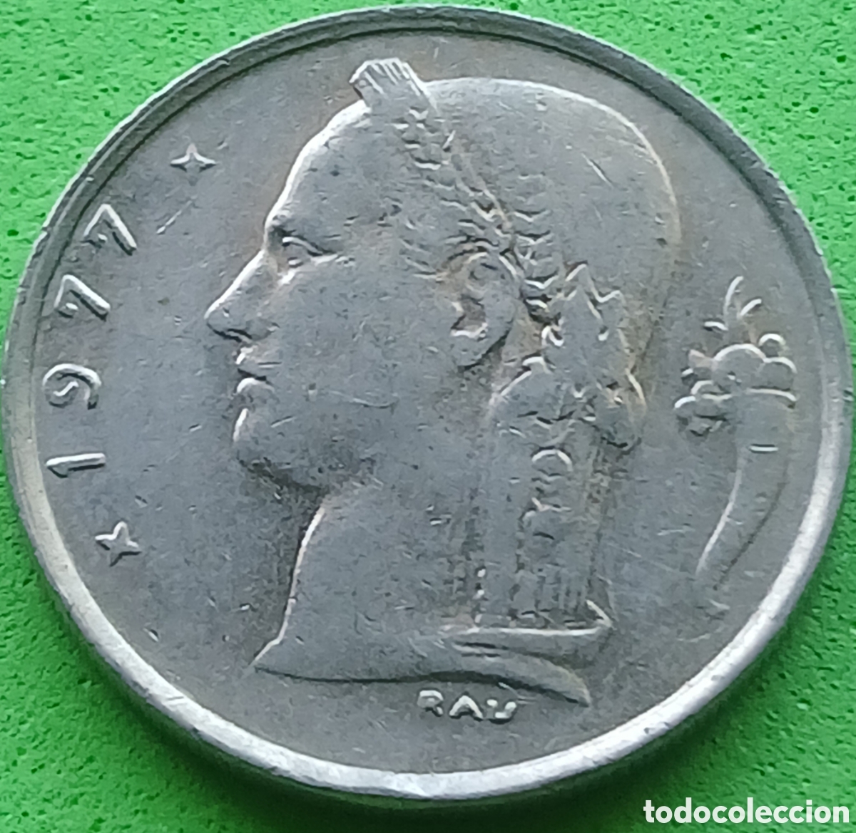 Monedas antiguas de Europa: B&eacute;lgica 1 franco 1977 km#143 Belgie