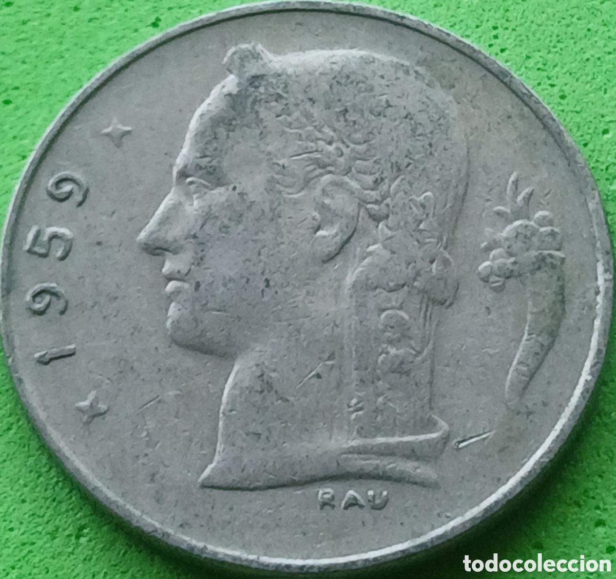 Monedas antiguas de Europa: B&eacute;lgica 1 franco 1959 km#143 Belgie