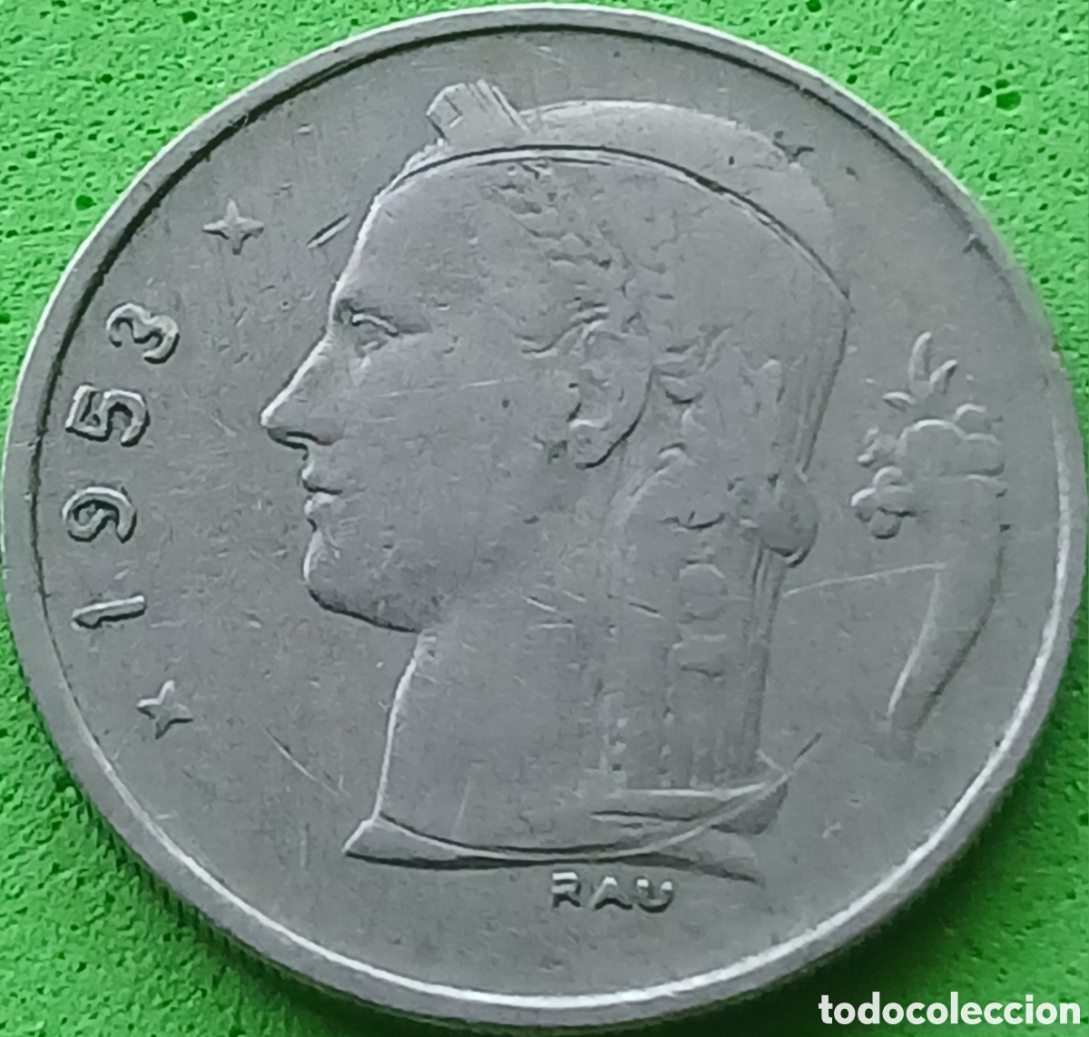 Monedas antiguas de Europa: B&eacute;lgica 1 franco 1953 km#143 Belgie