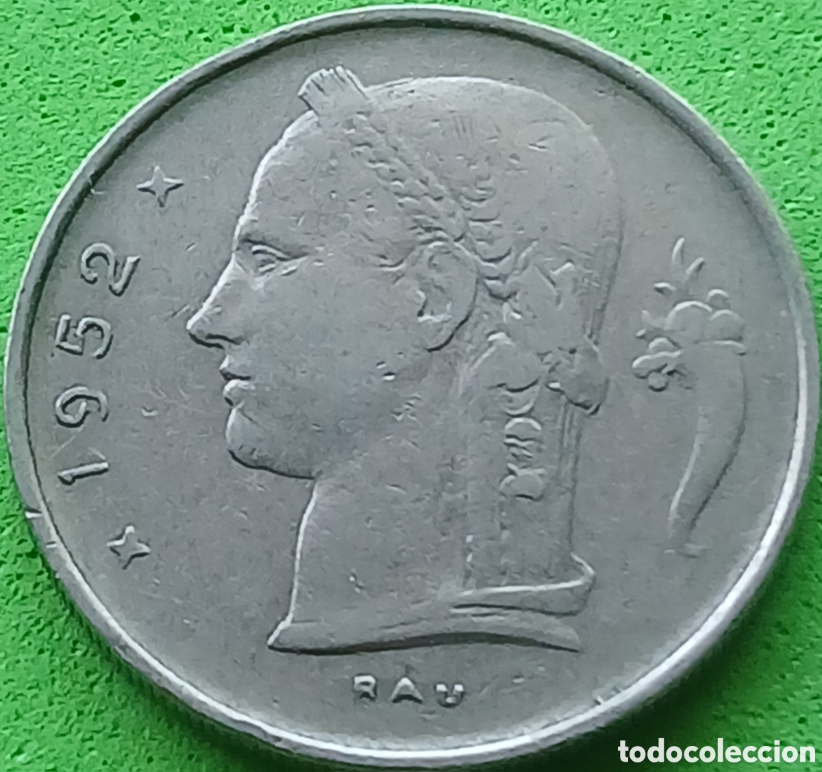 Monedas antiguas de Europa: B&eacute;lgica 1 franco 1952 km#143 Belgie