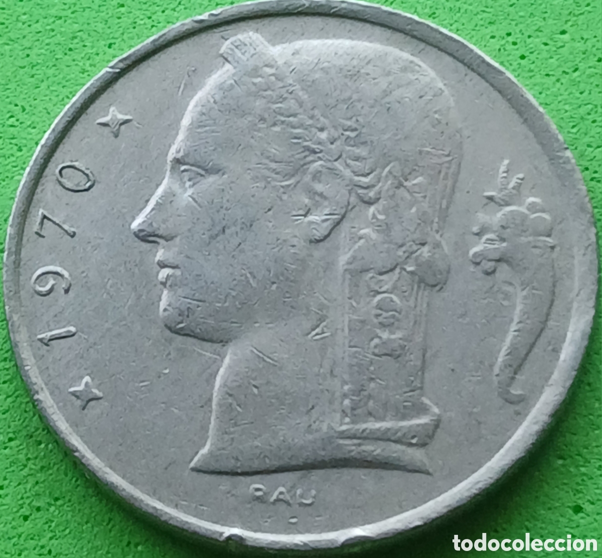 Monedas antiguas de Europa: B&eacute;lgica 5 francos 1970 km#135 Belgie poco com&uacute;n