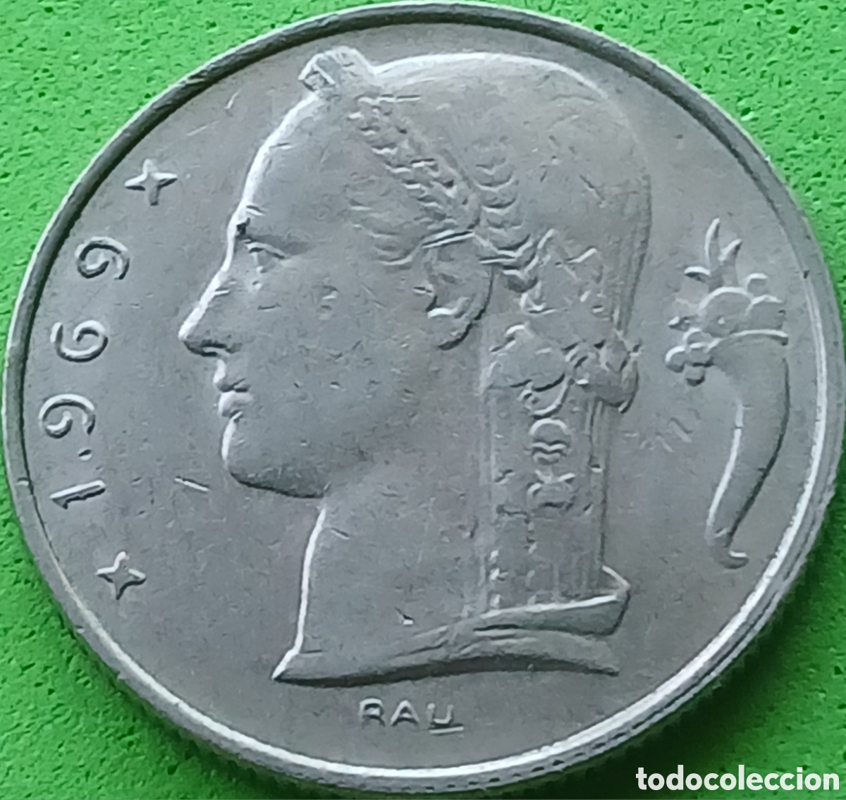 Monedas antiguas de Europa: B&eacute;lgica 5 francos 1969 km#135 Belgie