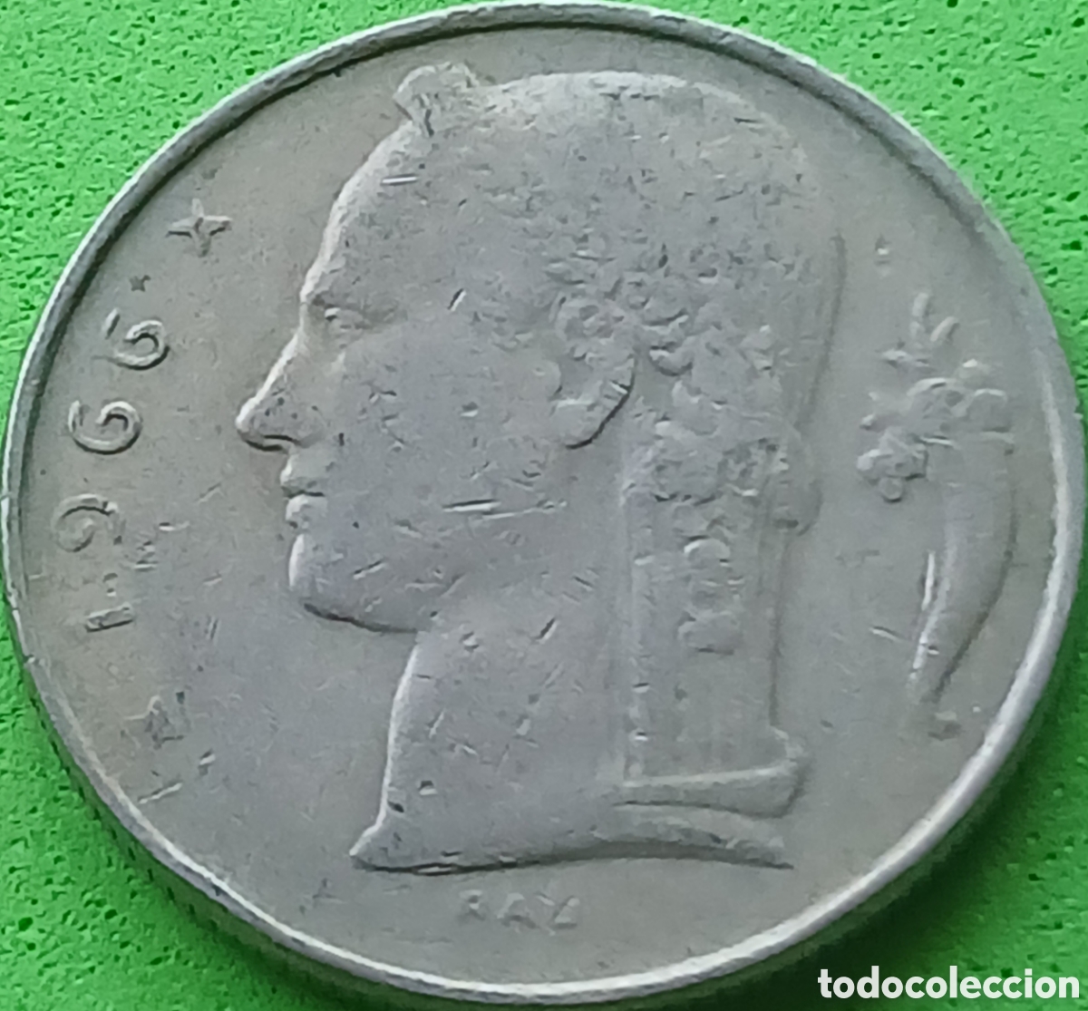 Monedas antiguas de Europa: B&eacute;lgica 5 francos 1966 km#135 Belgie