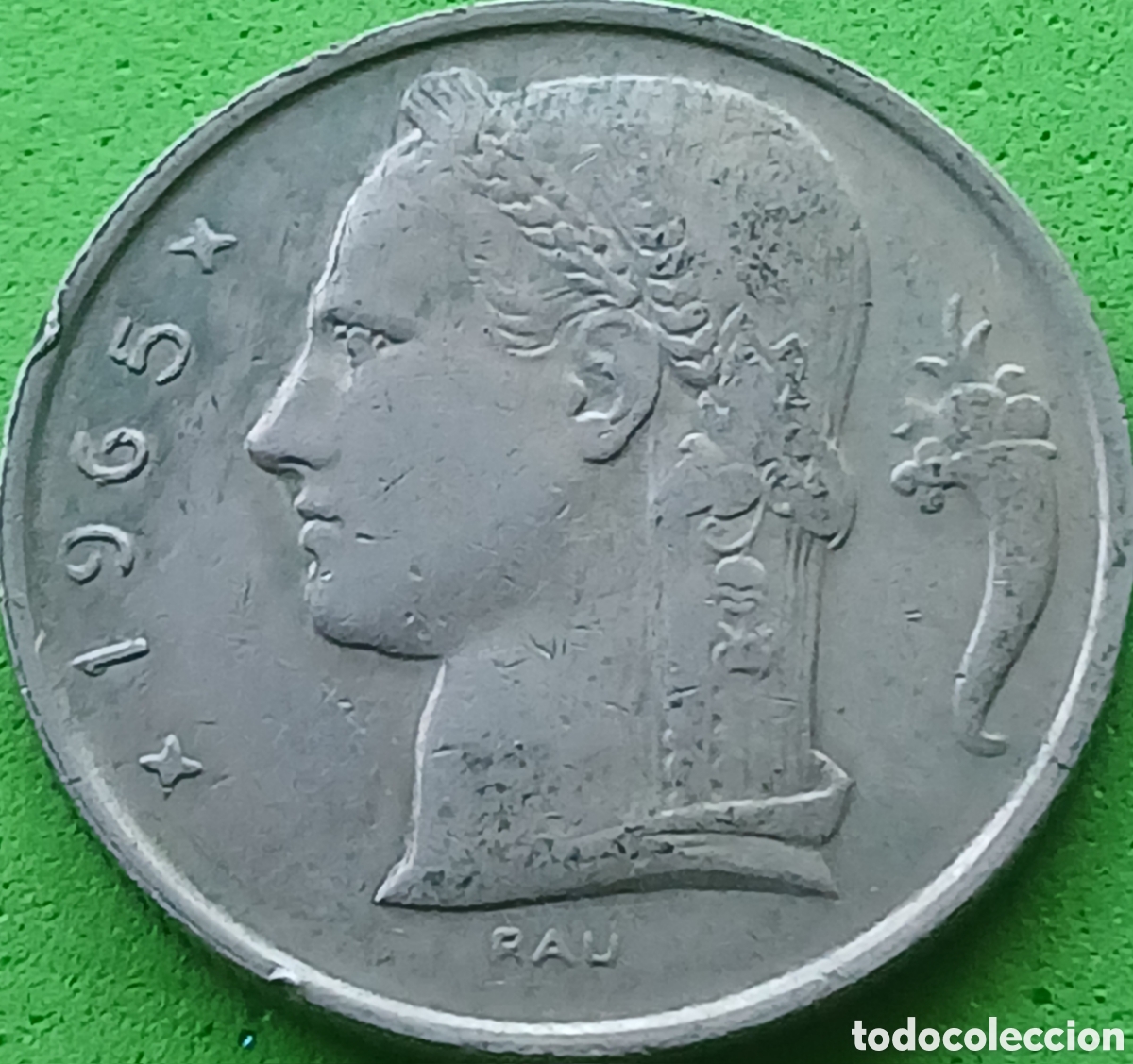 Monedas antiguas de Europa: B&eacute;lgica 5 francos 1965 km#135 Belgie