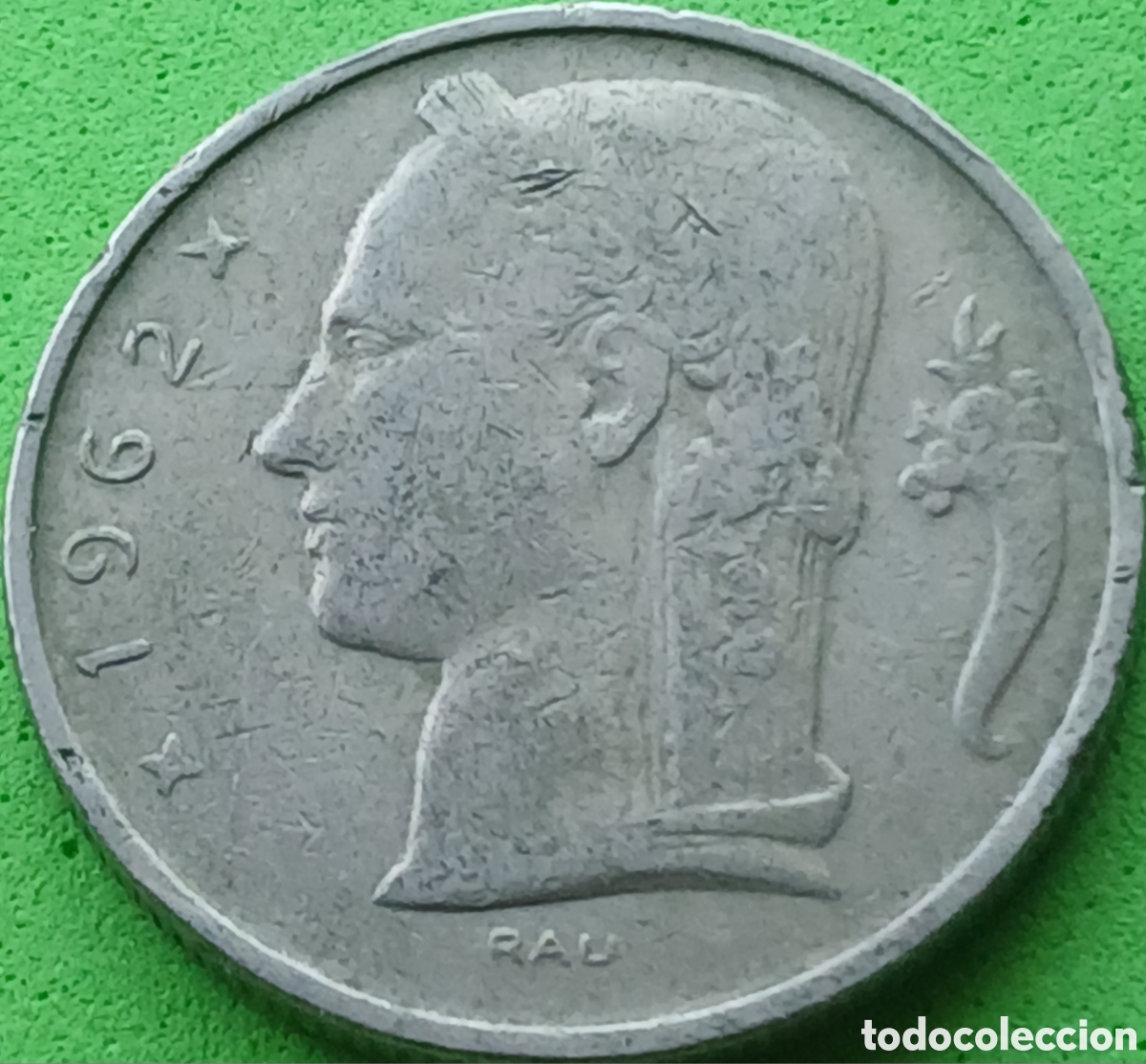 Monedas antiguas de Europa: B&eacute;lgica 5 francos 1962 km#134 Belgique