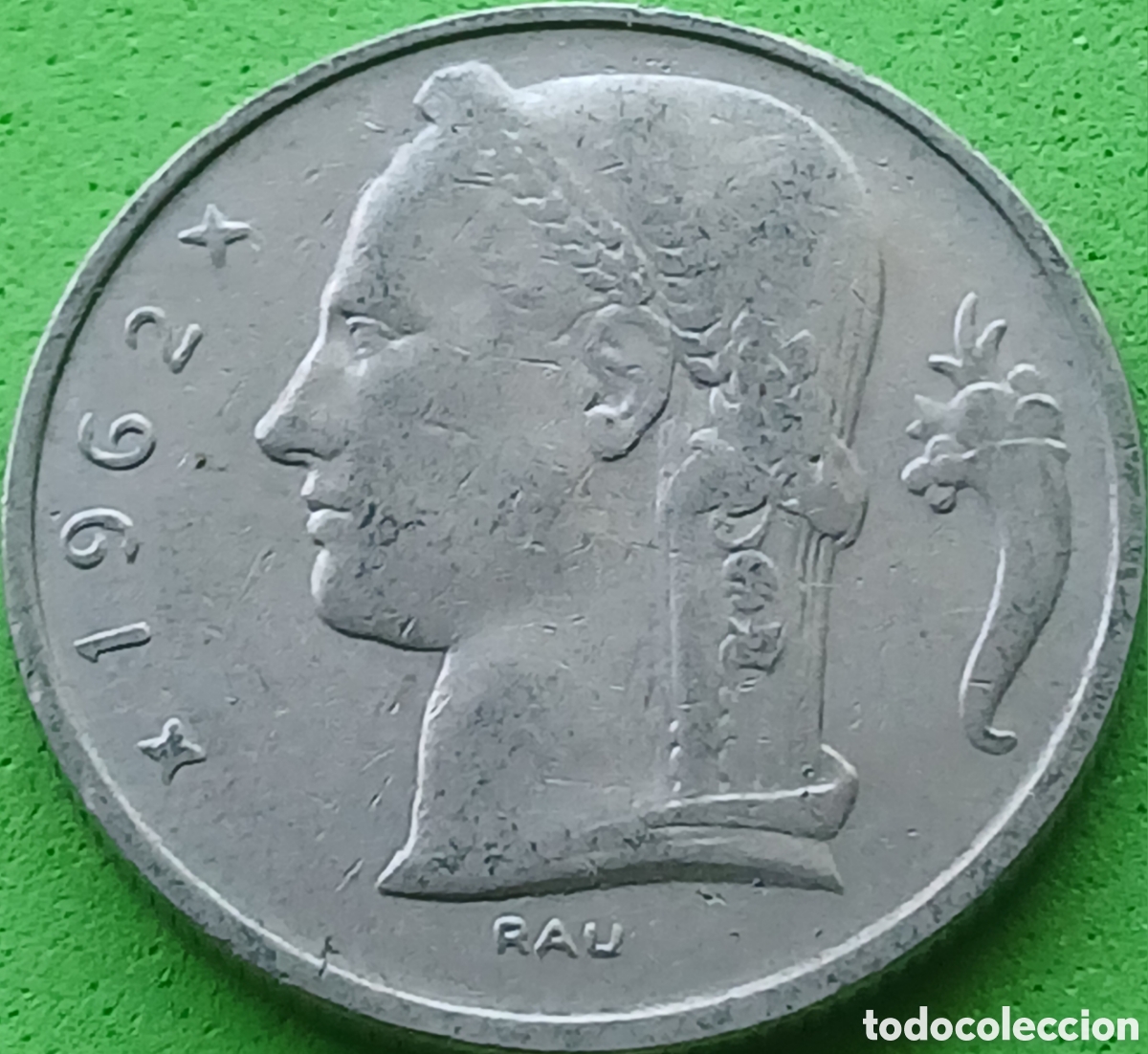 Monedas antiguas de Europa: B&eacute;lgica 5 francos 1962 km#135 Belgie