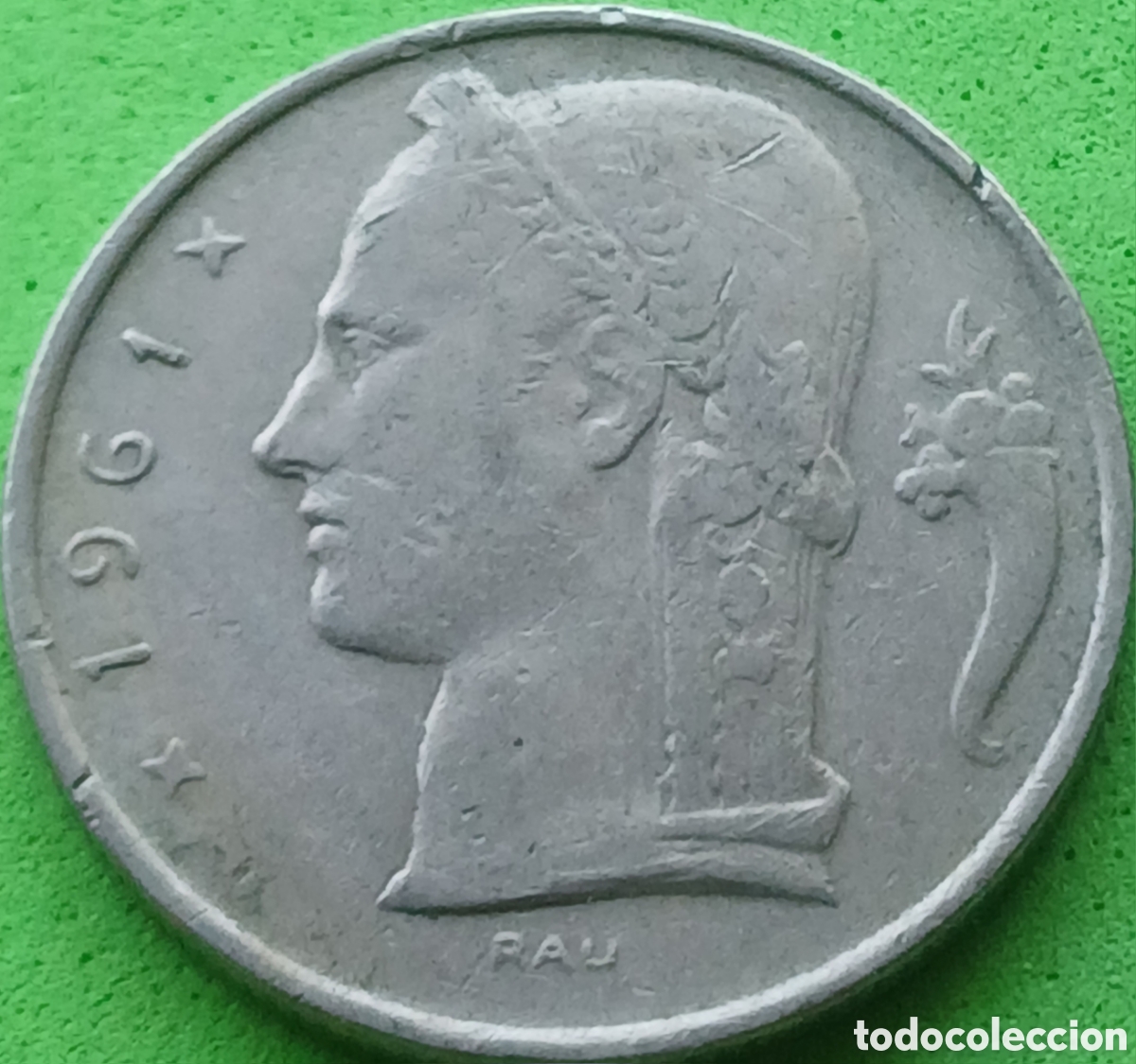 Monedas antiguas de Europa: B&eacute;lgica 5 francos 1961 km#135 Belgie