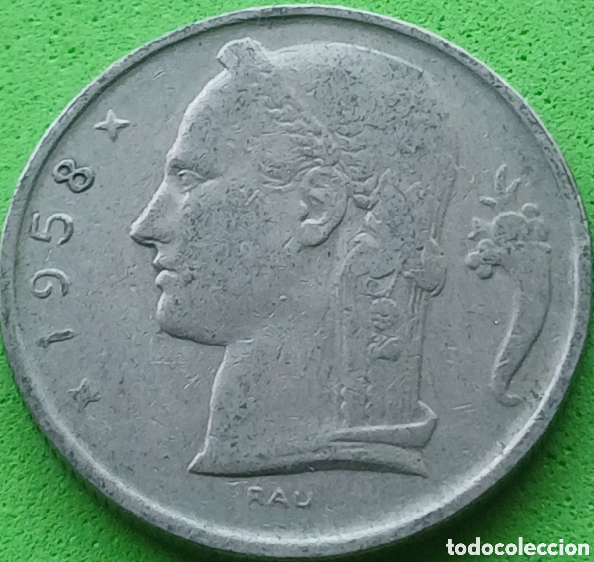 Monedas antiguas de Europa: B&eacute;lgica 5 francos 1958 km#135 Belgie
