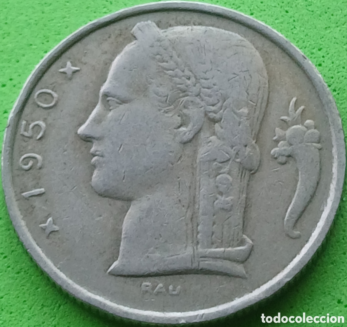 Monedas antiguas de Europa: B&eacute;lgica 5 francos 1950 km#135 Belgie