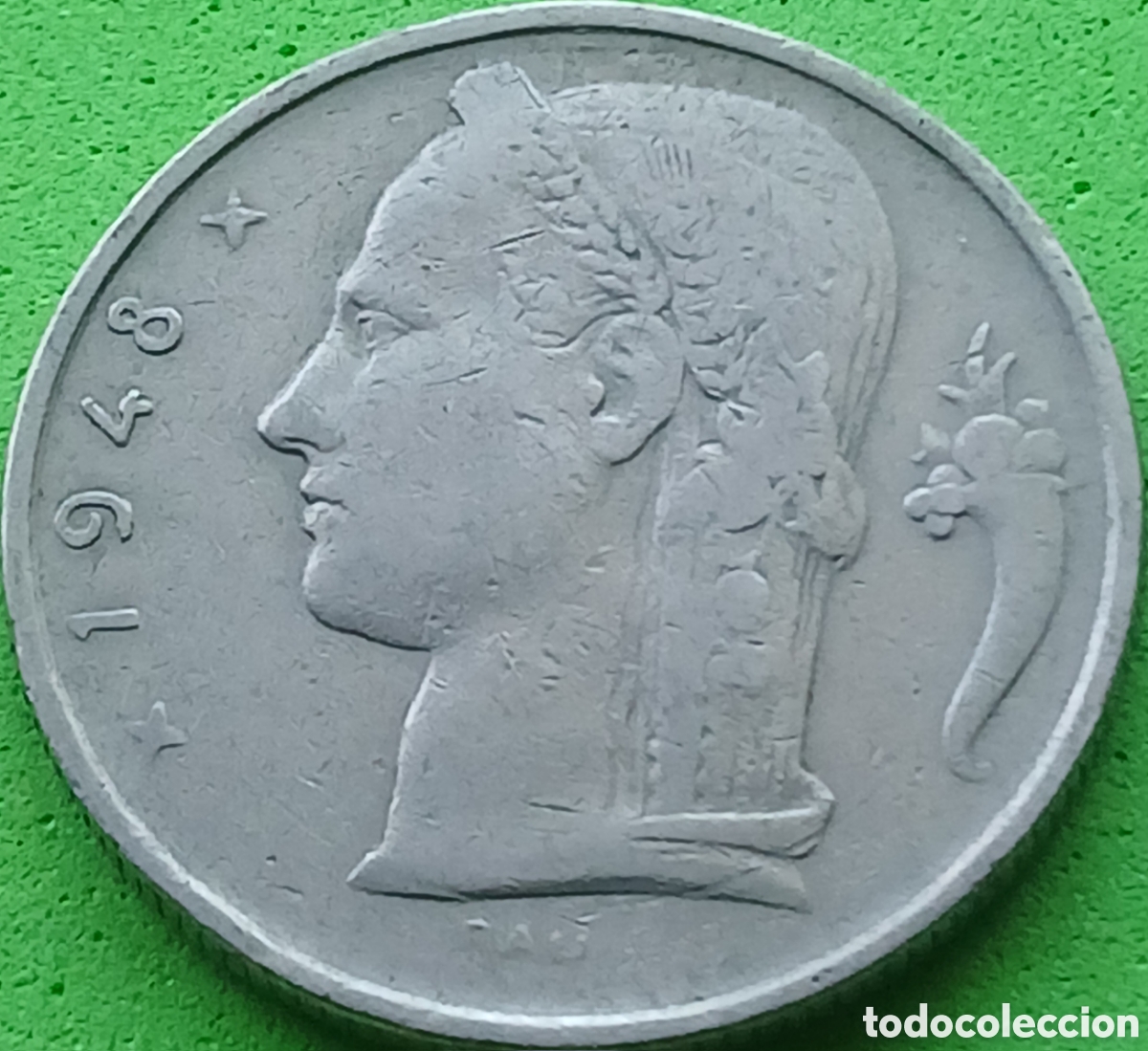Monedas antiguas de Europa: B&eacute;lgica 5 francos 1948 km#135 Belgie