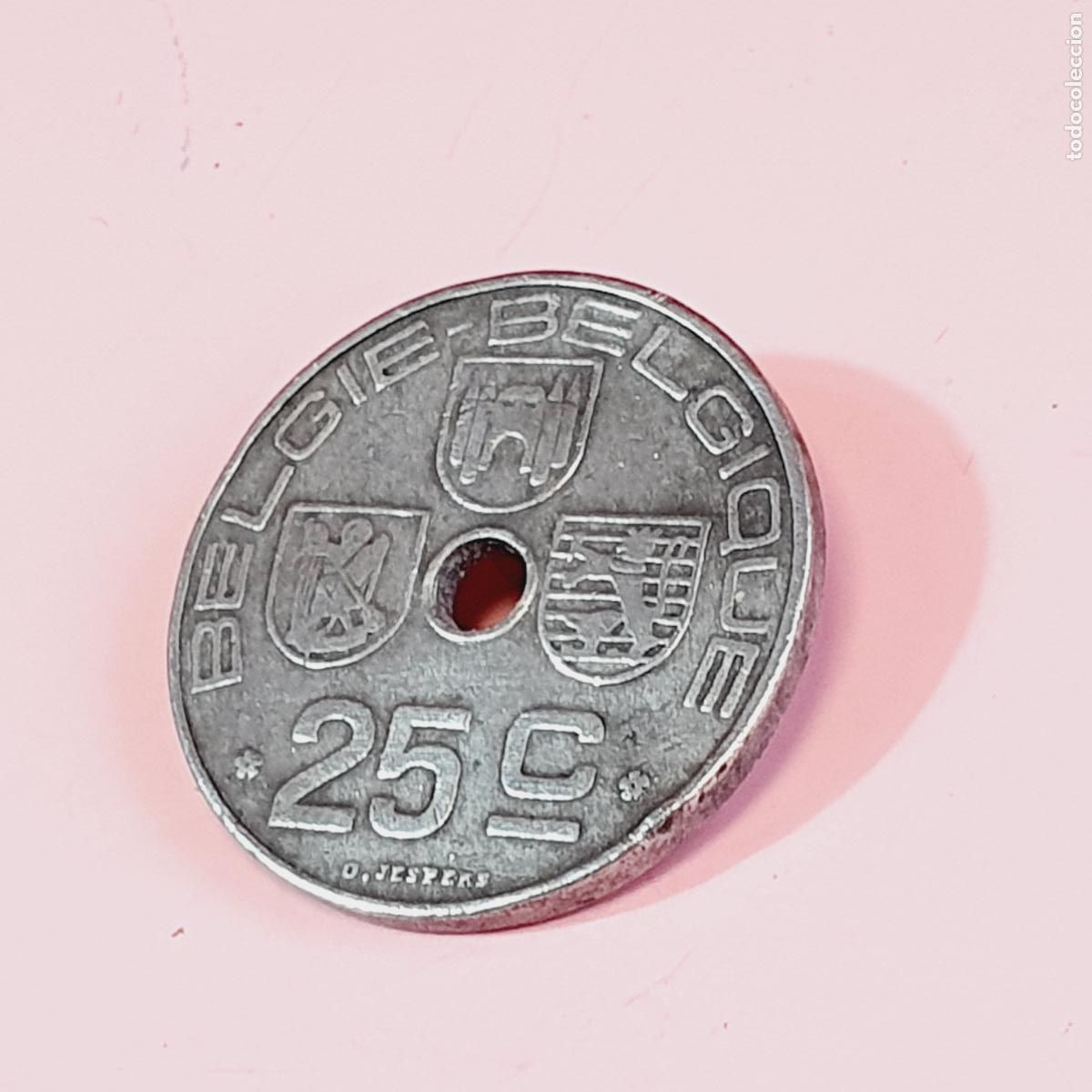 Monedas antiguas de Europa: MONEDA-B&Eacute;LGICA-25 CTS FRANCO BELGA-ZINC-1944-VER FOTOGRAF&Iacute;AS-COLECCIONISTAS.